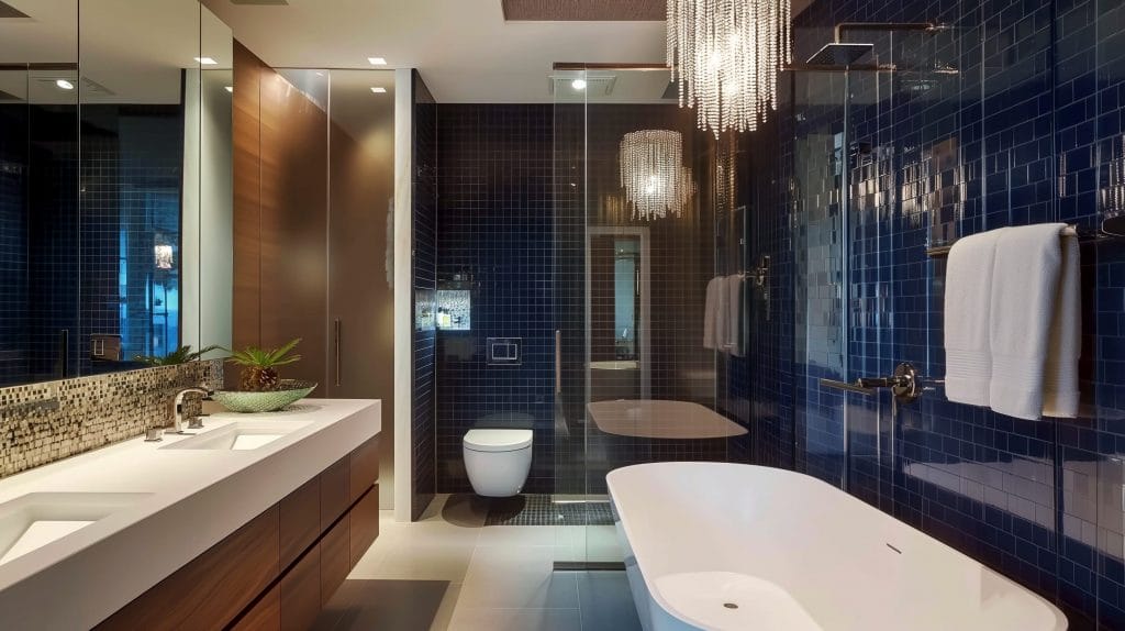 Stylish basement bathroom remodel for a spa-like retreat by Decorilla