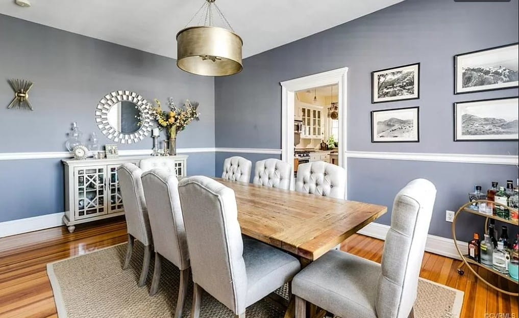 Stylish blue dining room by Decorilla and Denver interior decorator, Jacky G.