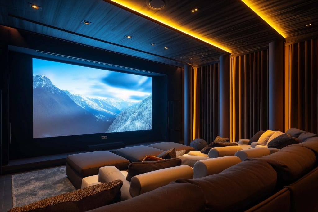 The sleek appeal of a modern basement cinema room by Decorilla