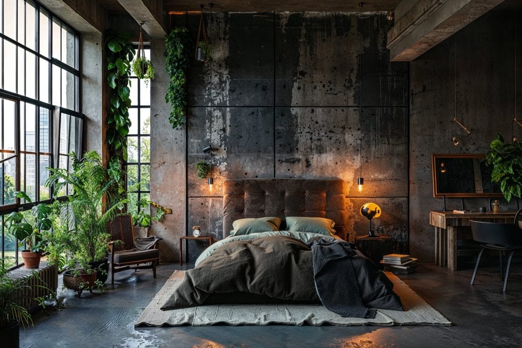 Authentic brutalist bedroom decor by DECORILLA