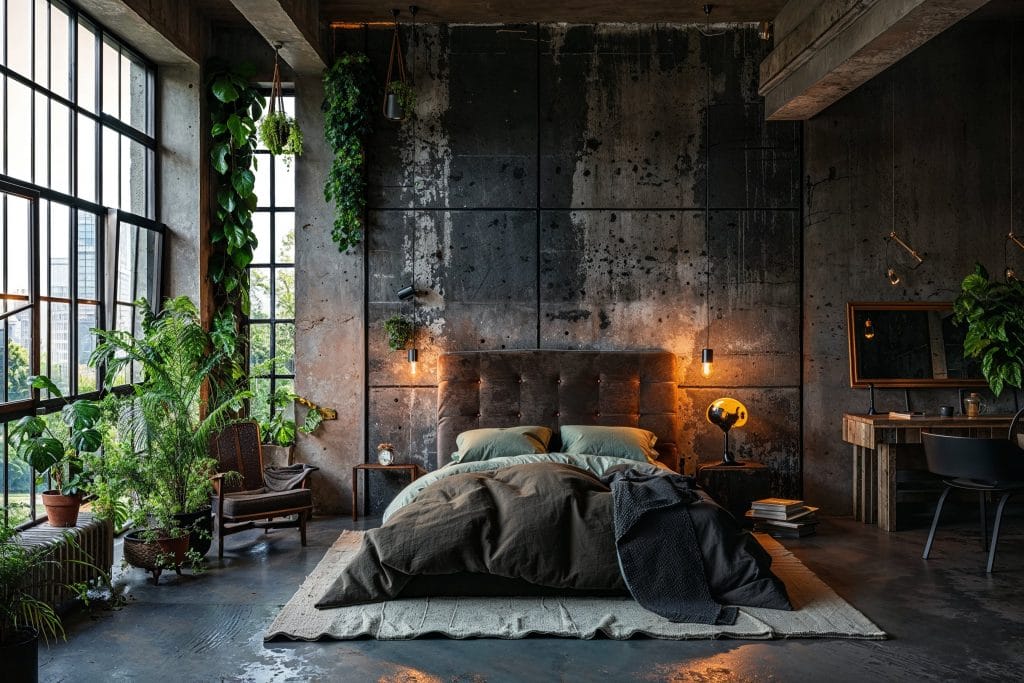 Brutalist bedroom decor inspiration by Decorilla