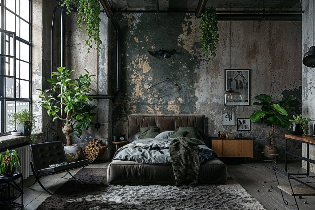 Brutalist bedroom interior design by DECORILLA