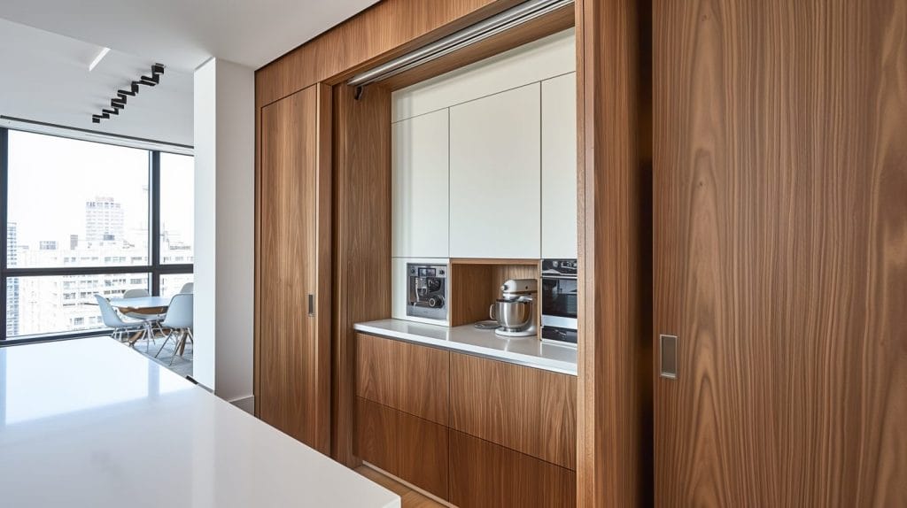 Custom cabinets for small kitchens with hidden compartments by Decorilla