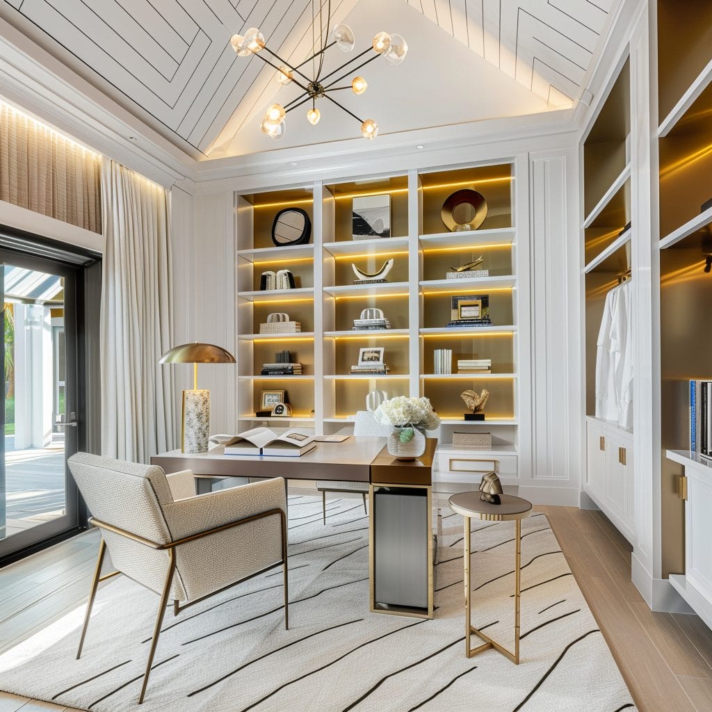 Elegant home office with townhouse decor by Decorilla