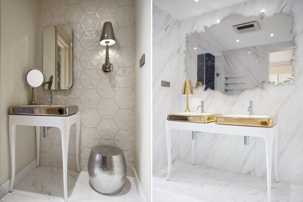 Elegant powder room design by Decorilla designer, Sergio M.