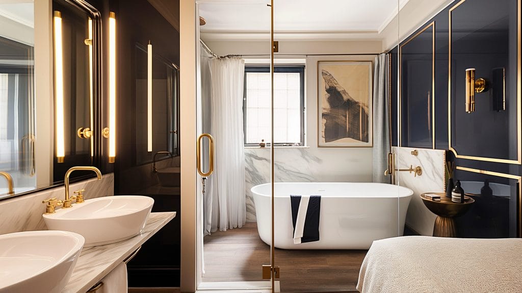 Glamorous elegant bathroom remodels by DECORILLA