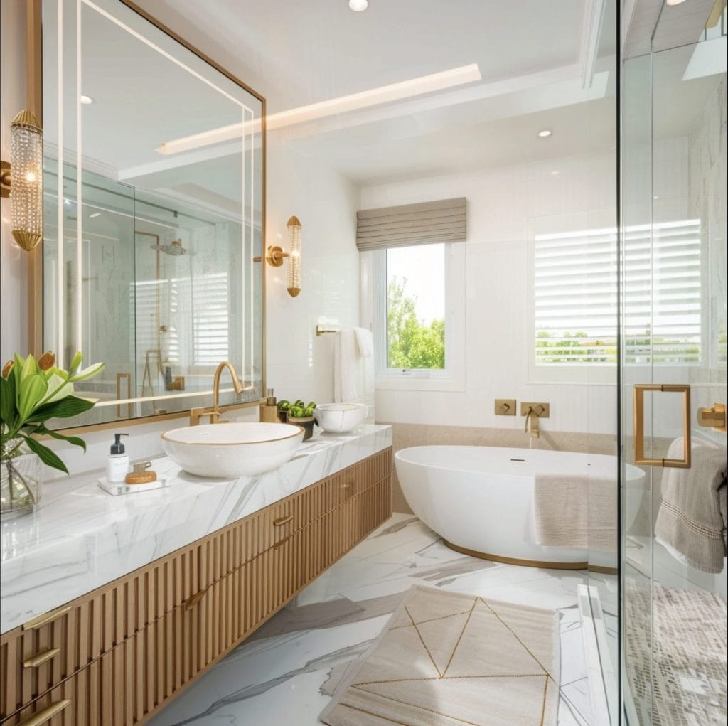 Luxurious guest bathroom ideas with tub by DECORILLA