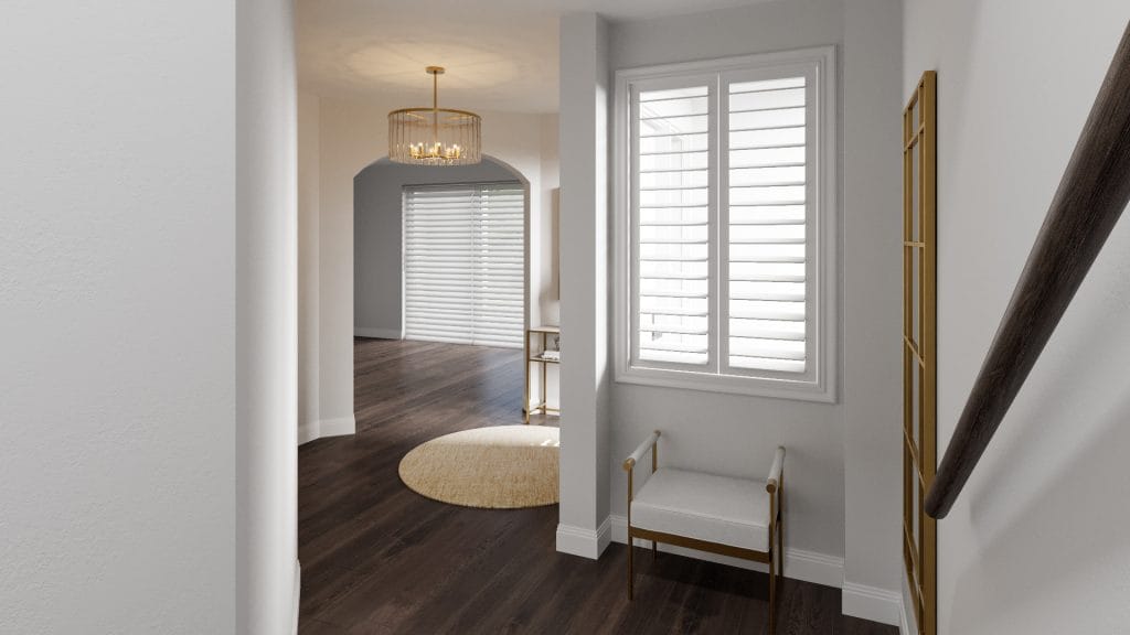 Modern townhouse interior of a hallway designed by Decorilla