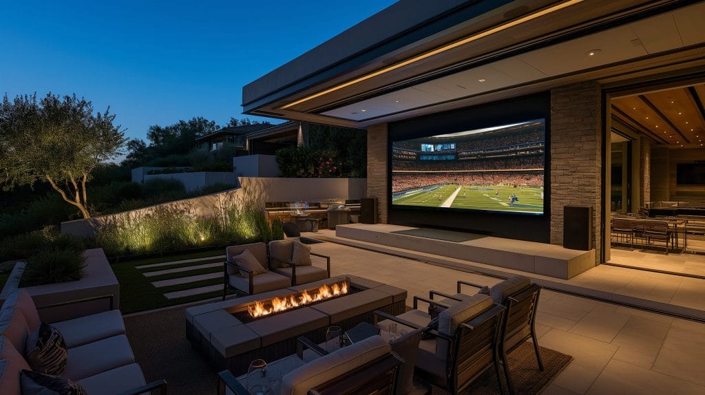 Outdoor entertainment integrated with living areas, interior trends 2025 by Decorilla