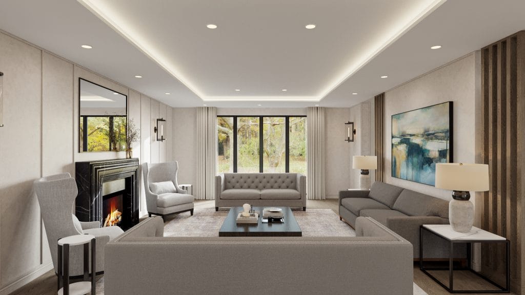 A beautifully designed luxurious living room interior by Decorilla