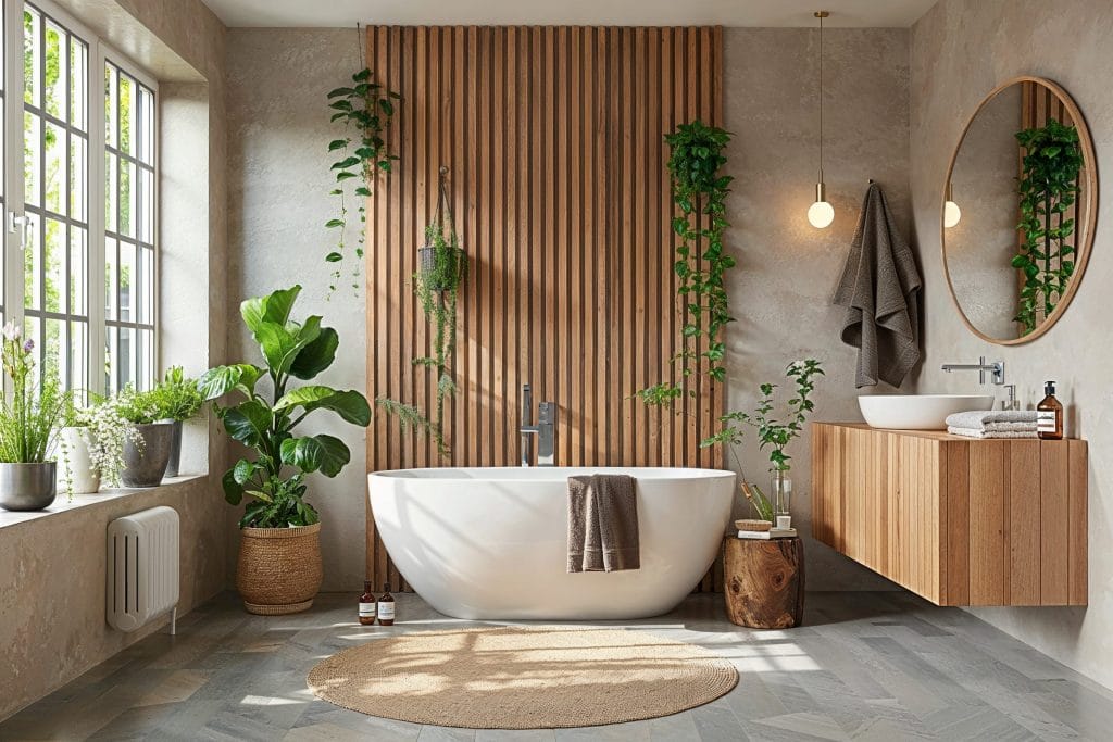 Biophilic master bathroom trends 2025 by DECORILLA