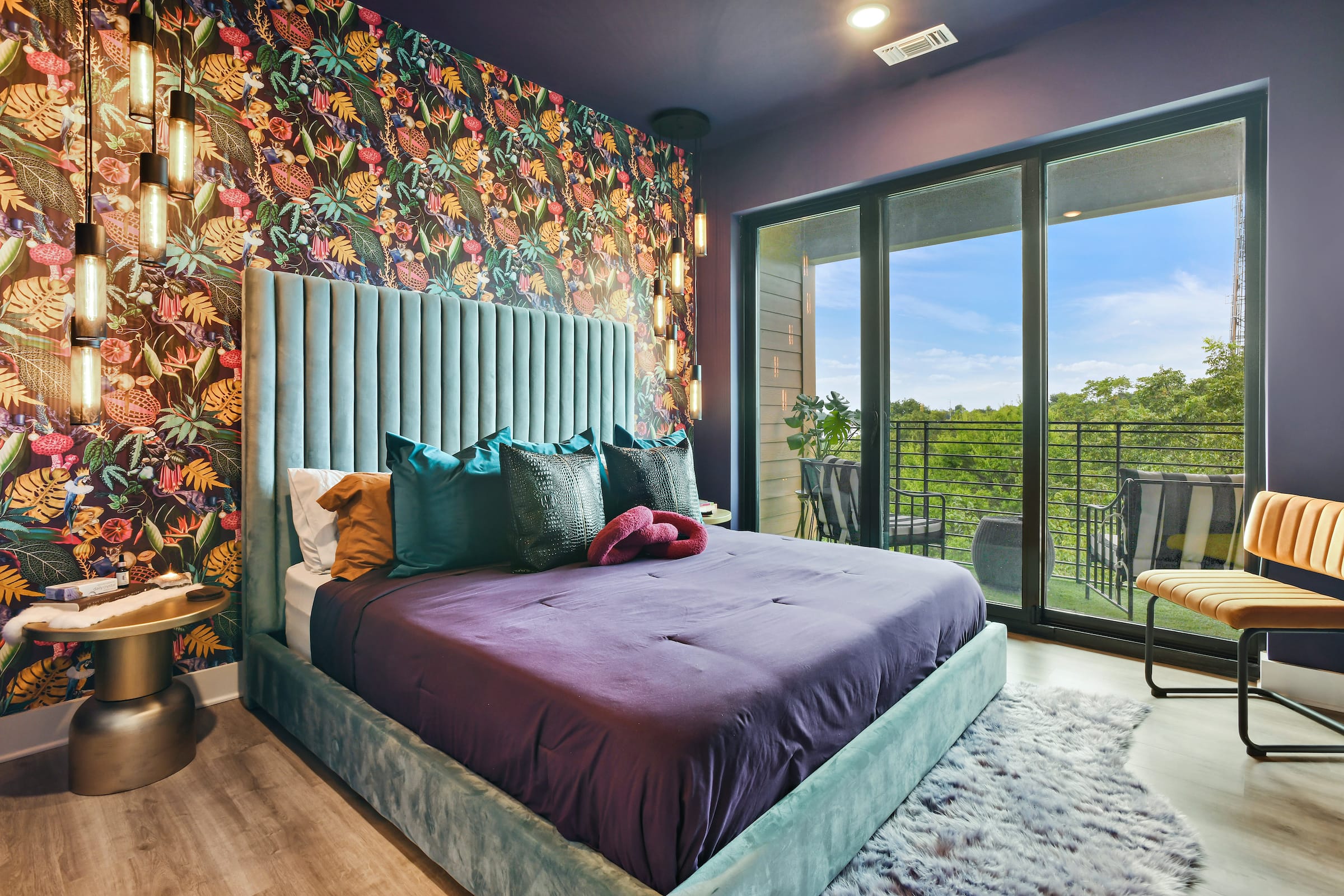 Bold eclectic bedroom design by Decorilla designer, Marve M. 