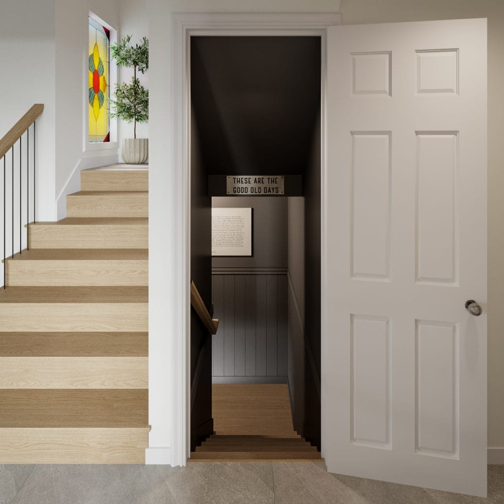 French cottage style hallway and storage by Decorilla