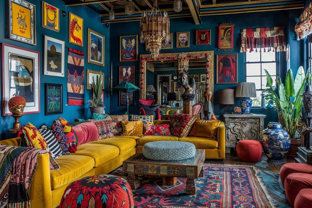 Maximalism in living room trends 2025 by Decorilla