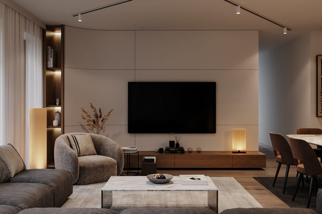 Minimalist living room design by Decorilla