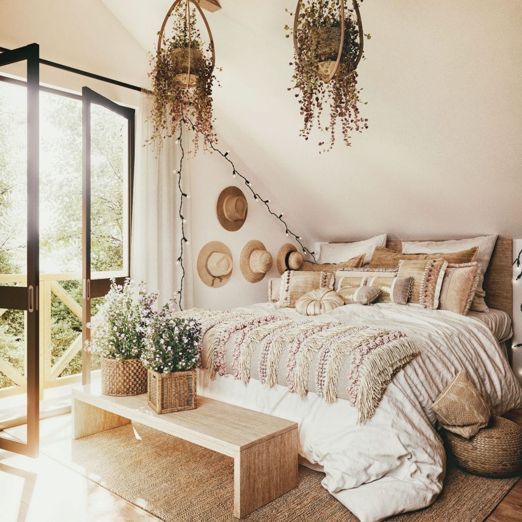 Small boho bedroom design by DECORILLA designer Rehan A.