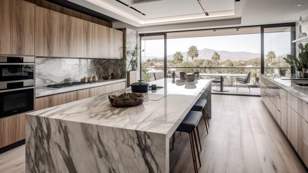 Zen kitchen with a scenic view by DECORILLA