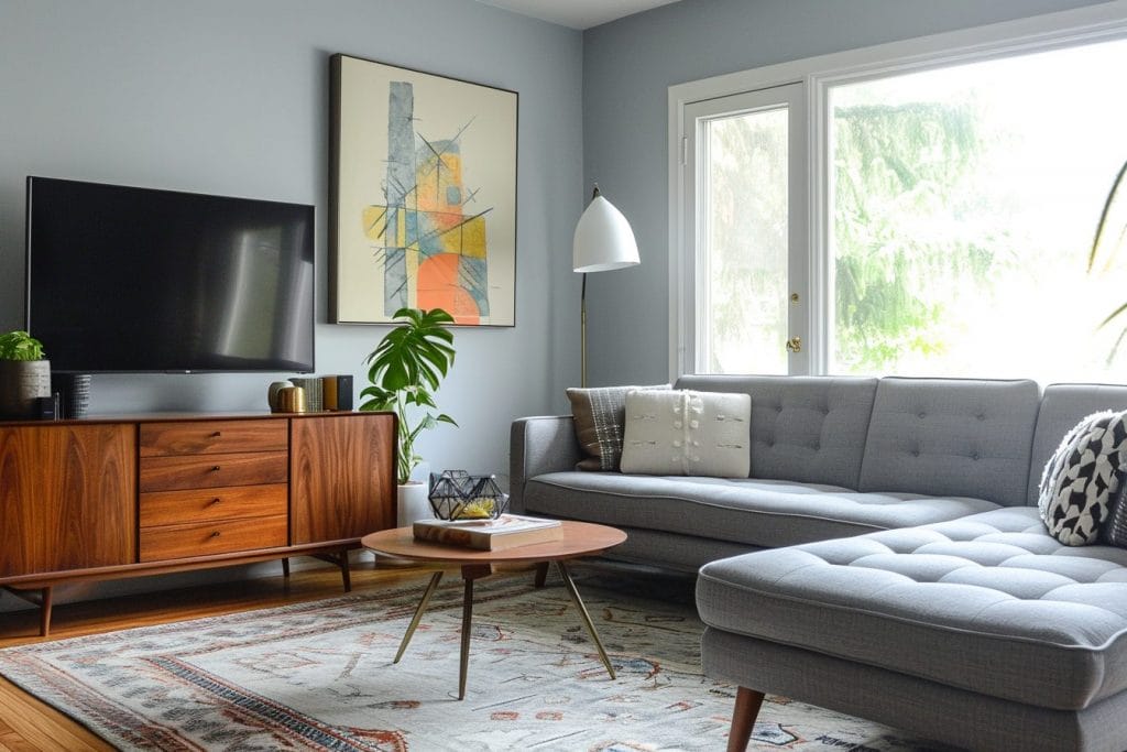 Blue gray paint colors for living rooms by Decorilla