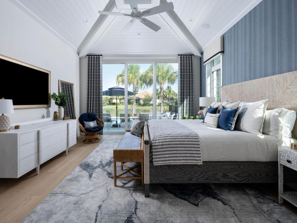 Coastal inspired master bedroom suite by Decorilla designer, Berkeley H. 