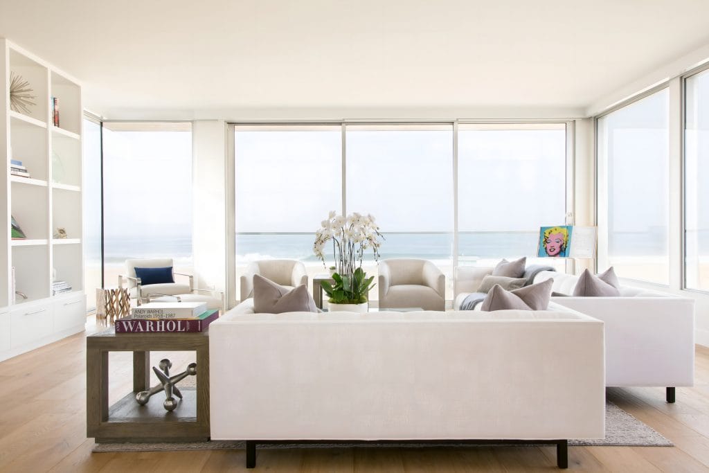 Contemporary, white sunroom interior design by Decorilla designer, Jordan S.