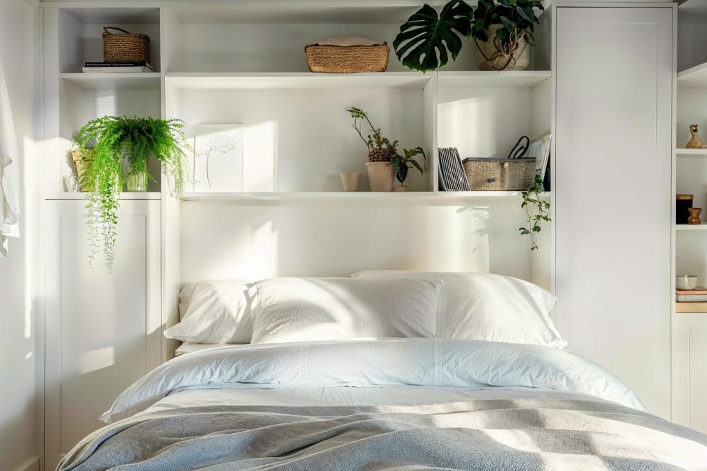 Cool dorm room ideas with essentials in a minimalist setup by Decorilla