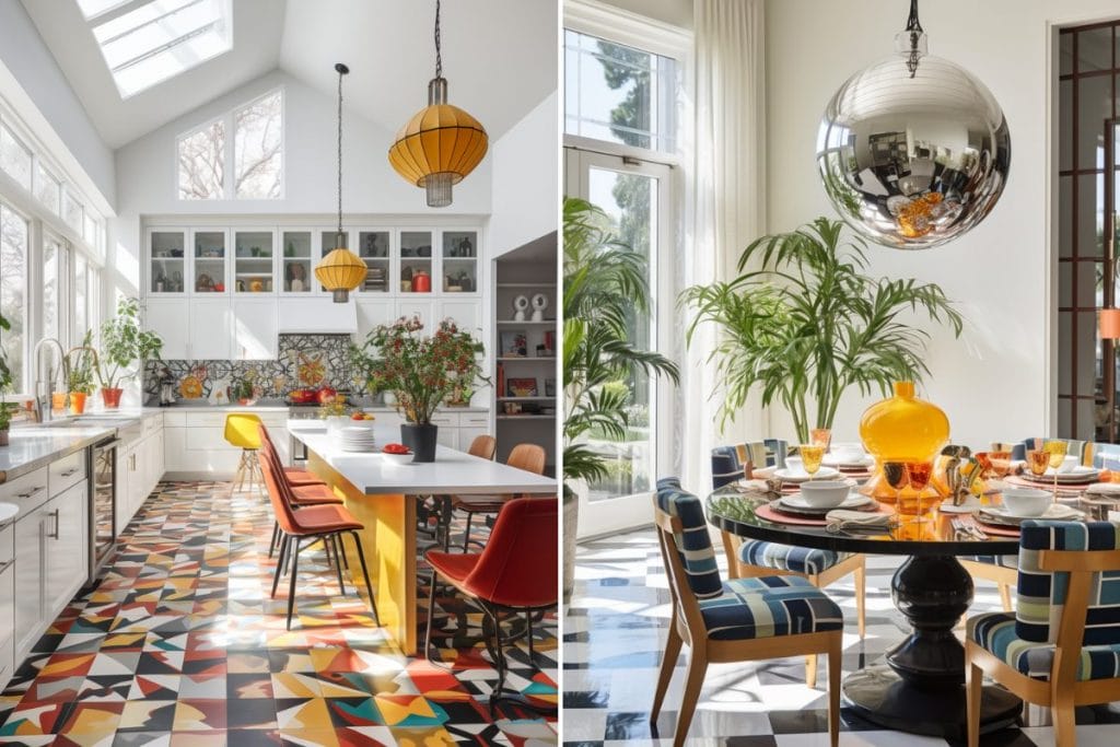 Eclectic dining areas with bold colors and patterns by DECORILLA