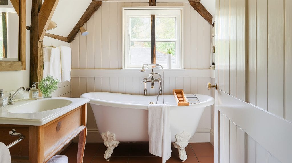 Farmhouse bathroom design by DECORILLA