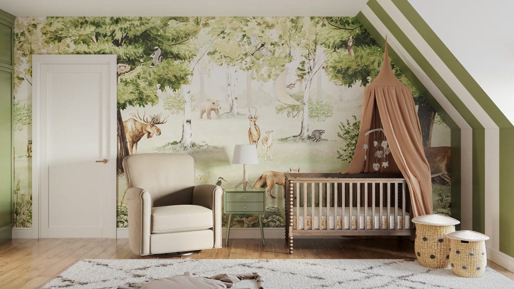 Forest-themed nursery corner by Decorilla