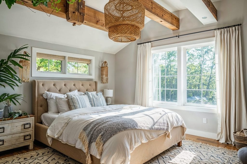 Lighting trends 2025 in a boho bedroom by Decorilla