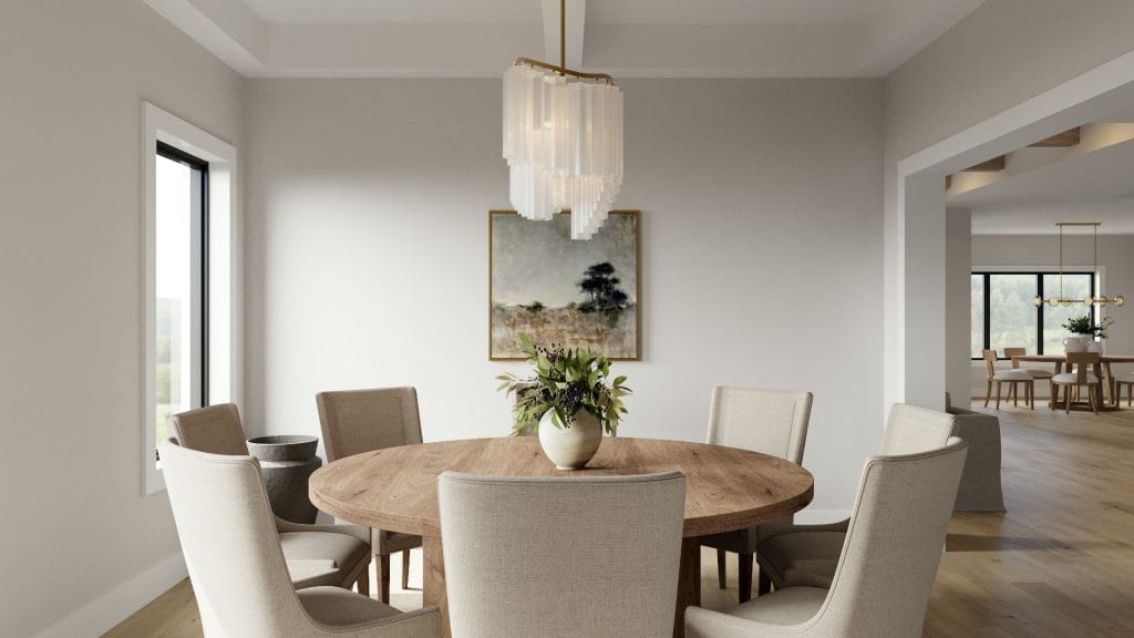 Modern Old World decor creates a welcoming atmosphere in a dining room by Decorilla