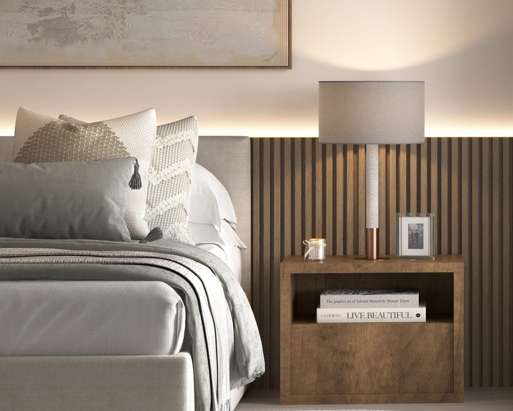 Modern neutral bedroom decor details and design by Decorilla