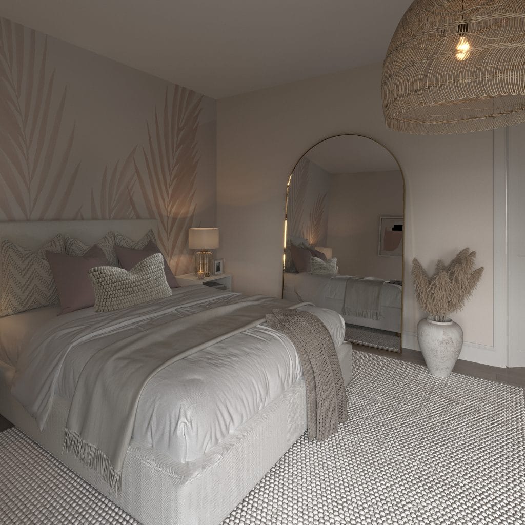 Modern neutral bedroom design by Decorilla