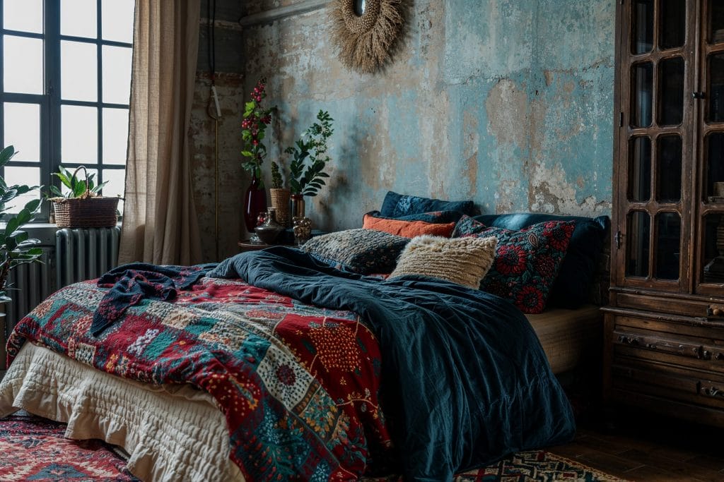 Rustic vintage bedroom interior design by Decorilla