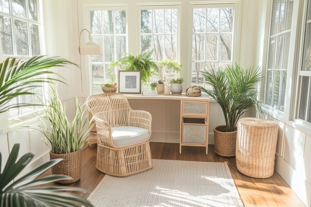 Home office sunroom interior by Decorilla