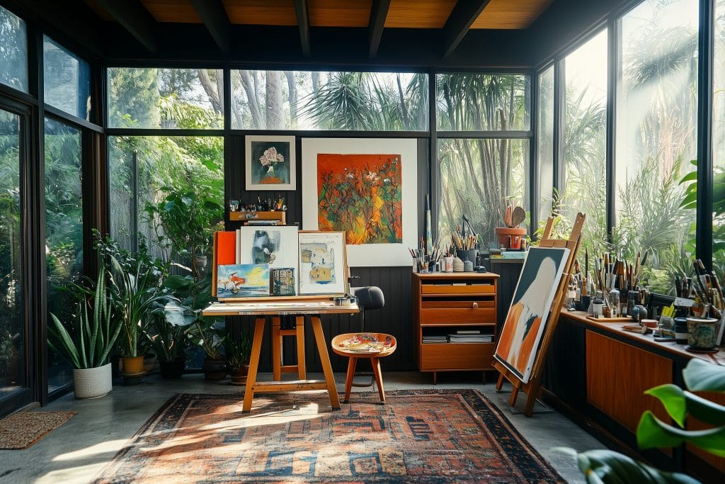 art studio indoor sunroom decor ideas by Decorilla