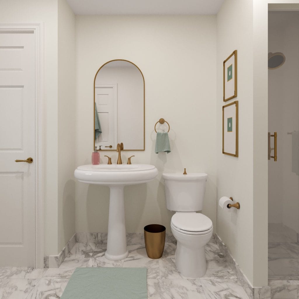 A beautifully balanced guest bathroom by Decorilla