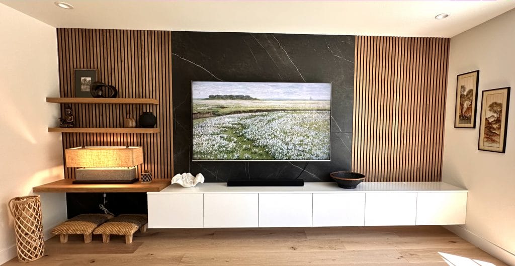 Custom entertainment wall design by Decorilla