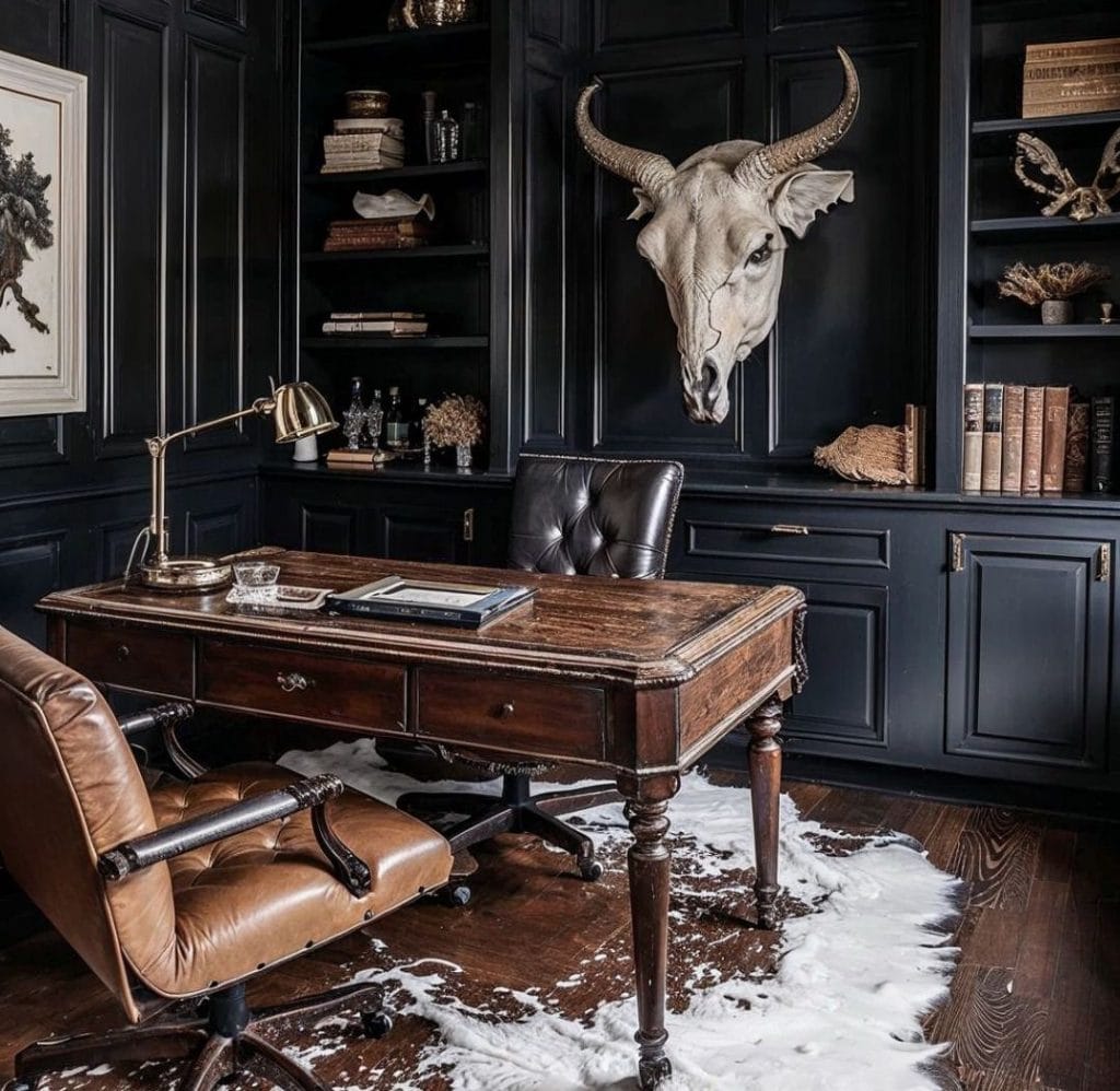 Dark academia home office by Decorilla