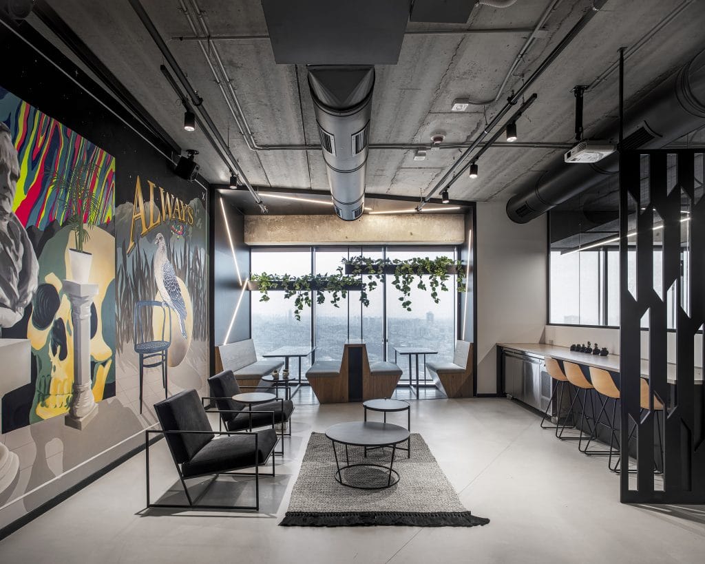 Employee lounge and wellness space by Decorilla designer, Yosef R. 