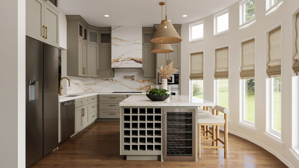 Marble and wood in an organic modern style kitchen by Decorilla