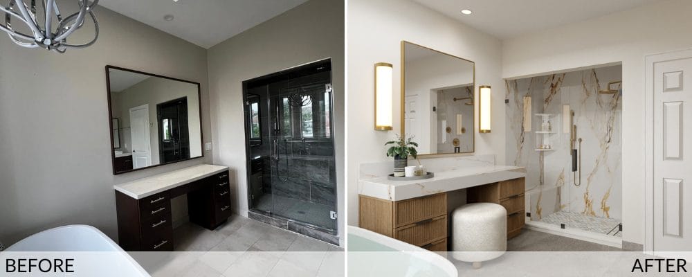 Modern organic stye bathroom before and after design by Decorilla