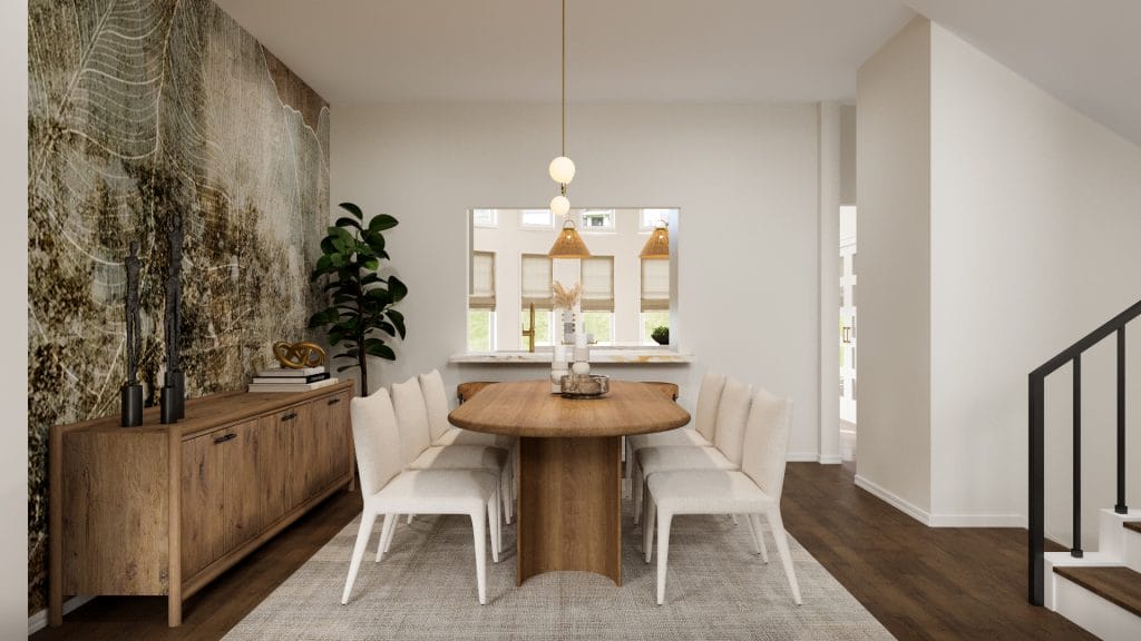 Organic modern dining room design with nature-inspired touches by Decorilla