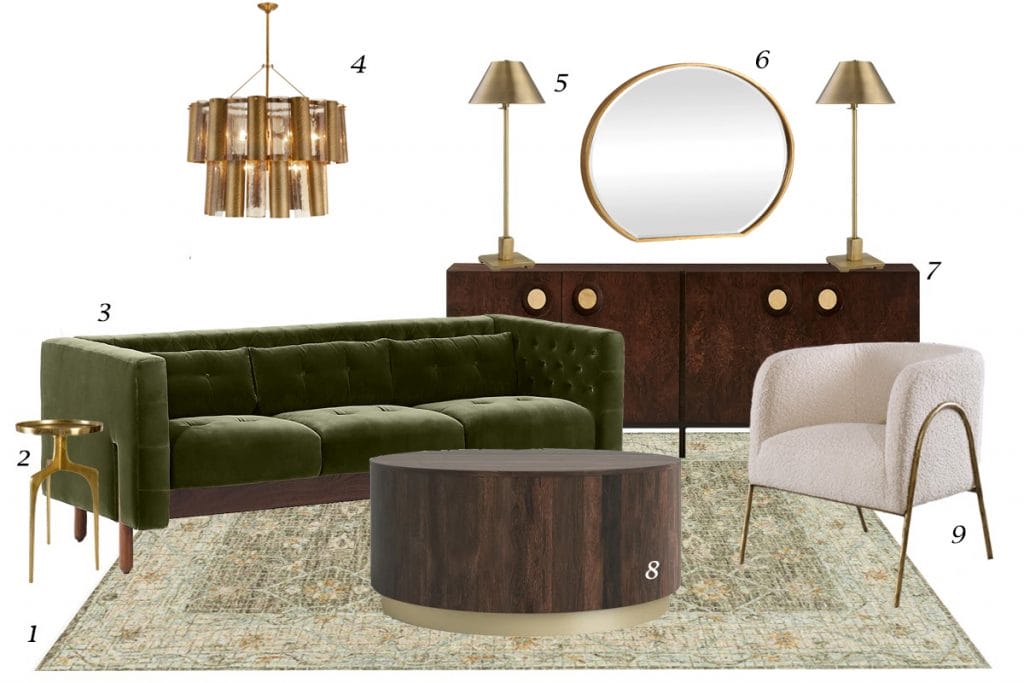 Top picks for eclectic glam living room by Decorilla