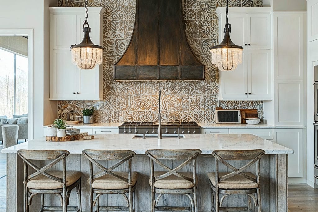 Traditional kitchen with reclaimed wood kitchen hood by DECORILLA