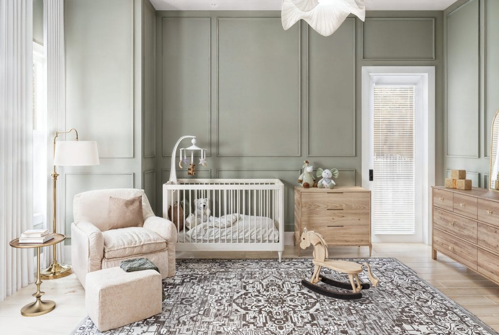 Natural materials define this neutral nursery design by Decorilla