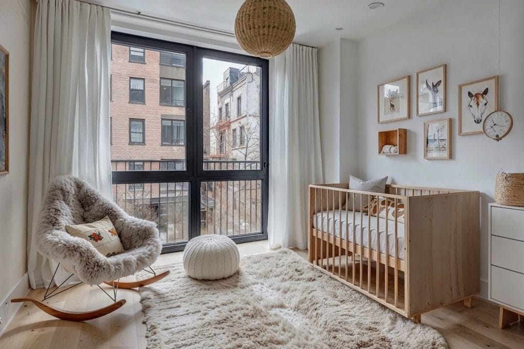 Soft textures and a soothing palette define this neutral nursery design by Decorilla