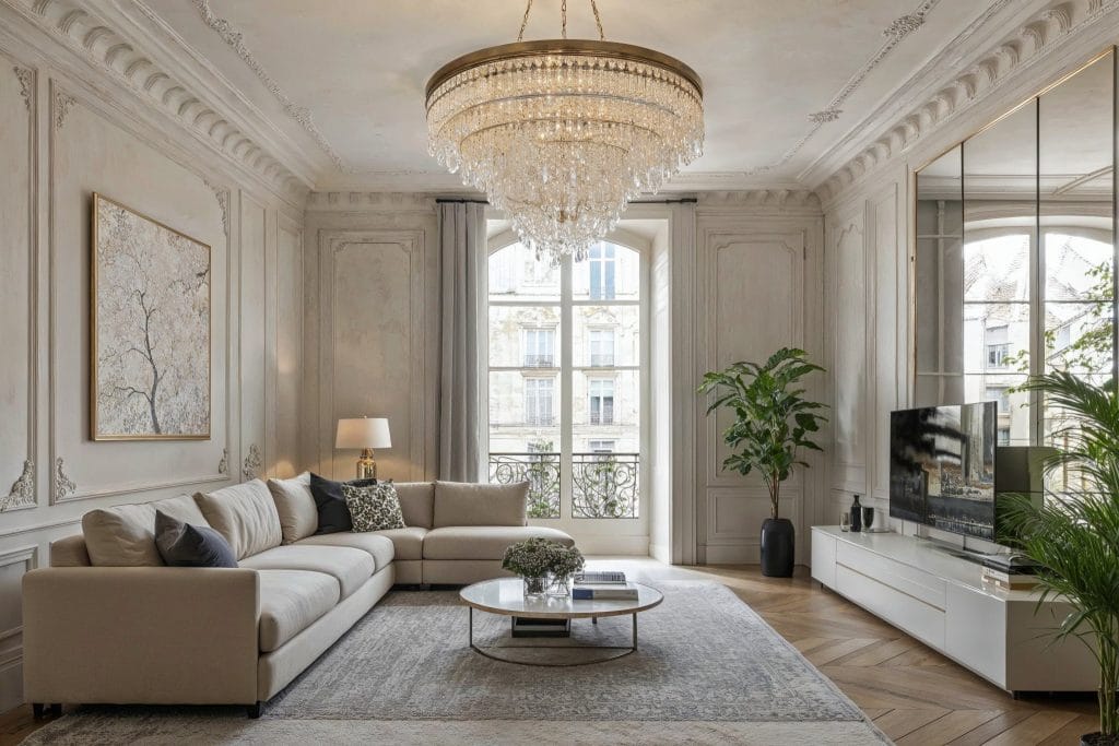 living room with parisian modern decor by DECORILLA