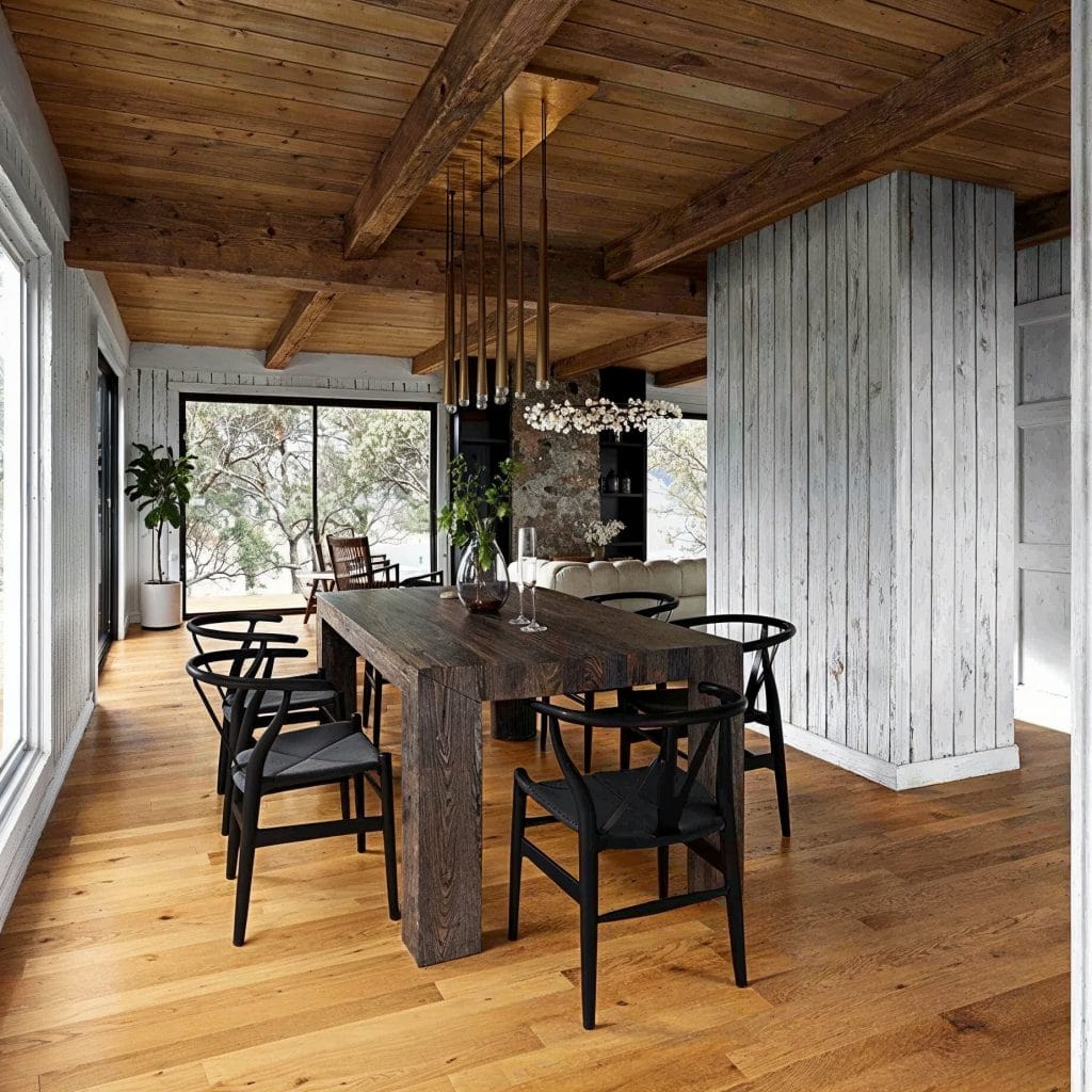 A bold mix of textures in this rustic mountain home by Decorilla designer Tiara M.