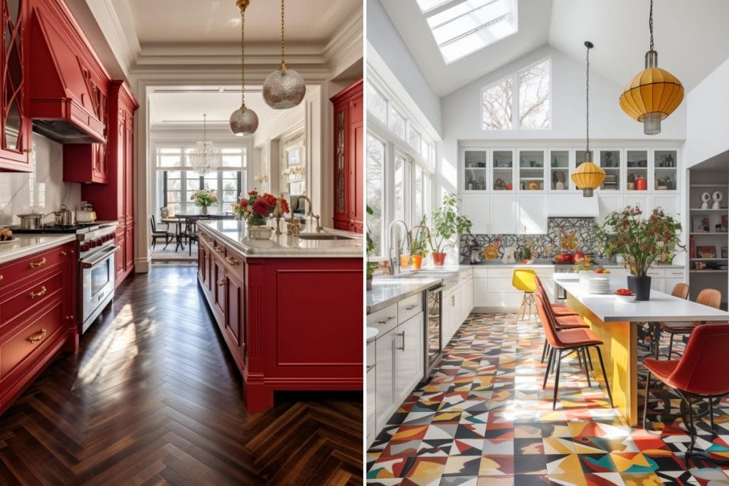 Contemporary eclectic red kitchen by DECORILLA