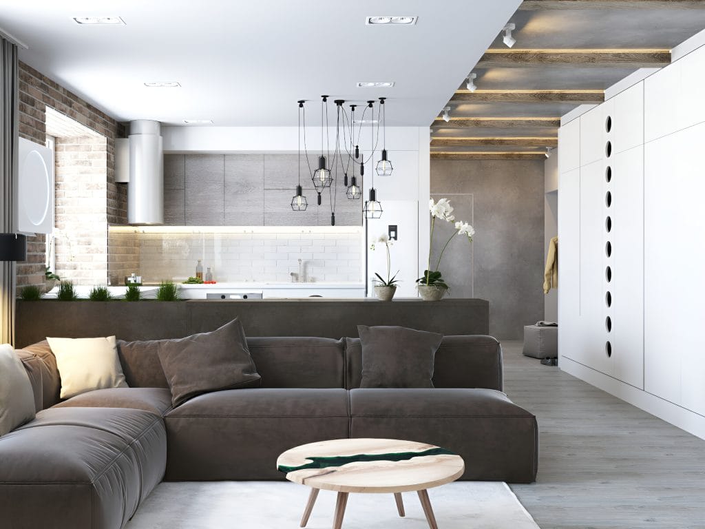 Modern Scandinavian living room design by Decorilla interior designer, Kate S.